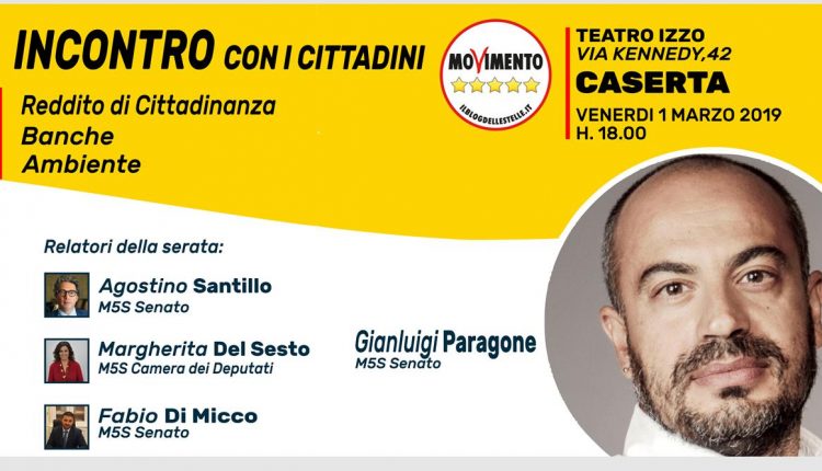 Caserta. Il MoVimento 5 Stelle incontra i cittadini al Teatro Izzo