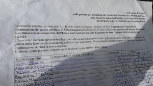 ILLUMINAZIONE VILLA GIAQUINTO | La petizione dei cittadini