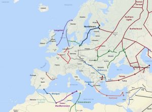 Cartina dei Gasdotti europei più importanti. Fonte W3Ask